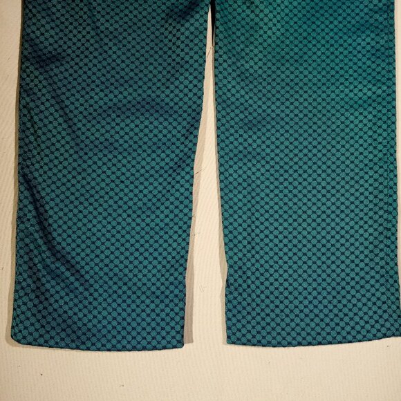 BANANA REPUBLIC Ankle Pants sz 8 Hampton Fit Teal/Navy Geo Print Textured GUC - Picture 10 of 12